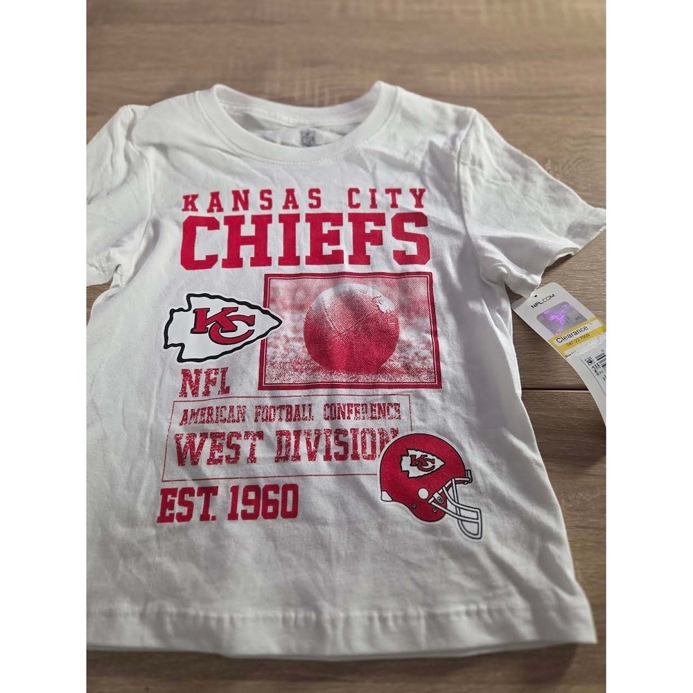 NFL Kansas City Chiefs Girls Graphic T-Shirt White Size XS 4/5 NWT 9K1C8FH8H-CHI